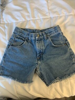 Wrangler Distressed Mid-Blue Denim Shorts